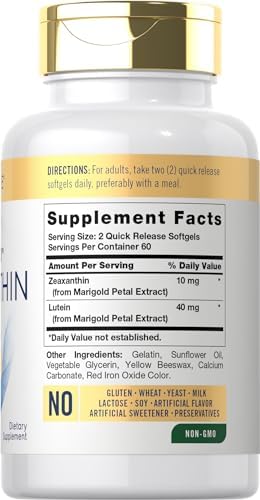Carlyle eye health supplement bottle showing 10mg potency