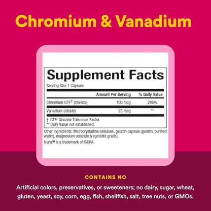 Metabolism supporting chromium vanadium health supplements for adults