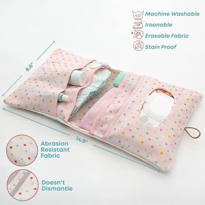 Hamur Home foldable diaper pouch showing internal compartments