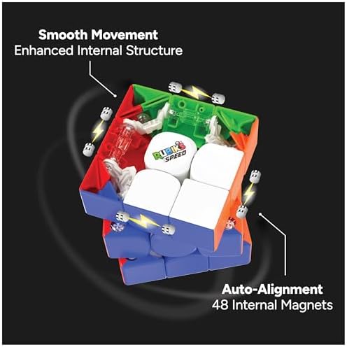 Rubik's stickerless speed cube partially twisted to highlight internal magnetic alignment.