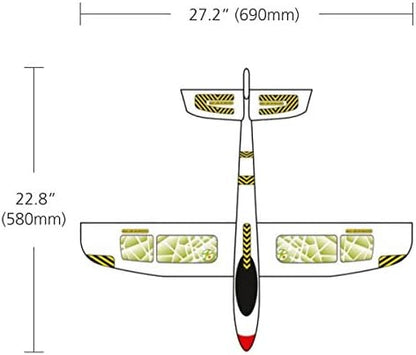 HABA styrofoam toy glider showing the adjustable tail slots for boomerang loop settings