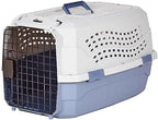 Amazon Basics portable pet travel kennel top loading door swinging open to the left side