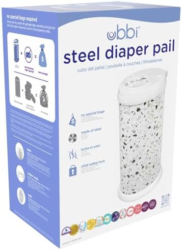 Ubbi steel diaper pail childproof lock detail view