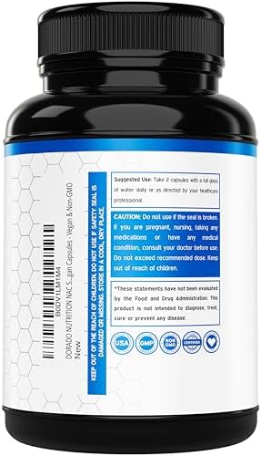Dorado Nutrition NAC supplement bottle label details