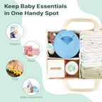 Jolensoy nursery storage basket showing adjustable interior dividers