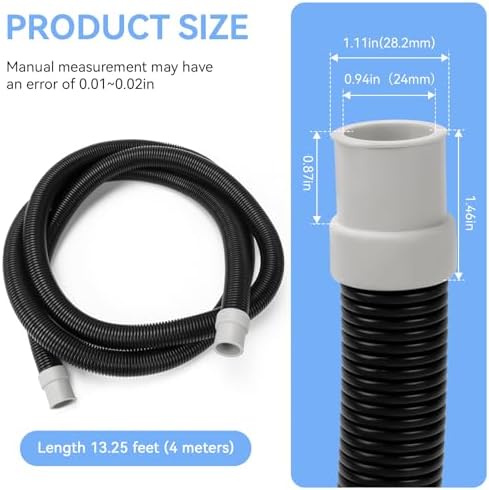 Close-up view of the grey connector end pieces on the Magluv ribbed canister filter hose.