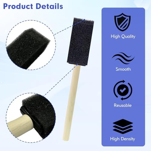 Multi size foam brush applicators kit for acrylic painting and varnish application showing premium construction