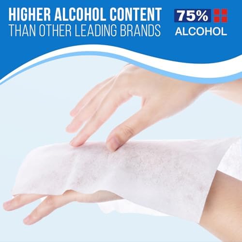 MagiCare 75% Large Alcohol Wipes (2 Canisters) - Hand Sanitizing Wipes - Hand Sanitizer Wipe, Unscented, Premium - Home, Classroom, Camping - 2, 100ct Canisters (200pcs) - Image 3