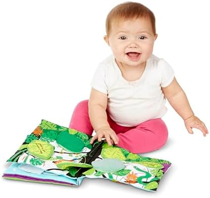 Close up of crinkly texture on Melissa & Doug sensory cloth book