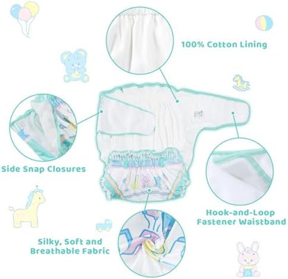 Side snap detail of Littleforbig Baby Parade reusable adult diaper cover