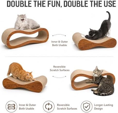 Side view of the high density five layer cat scratching pad displaying the durable pressed cardboard texture.