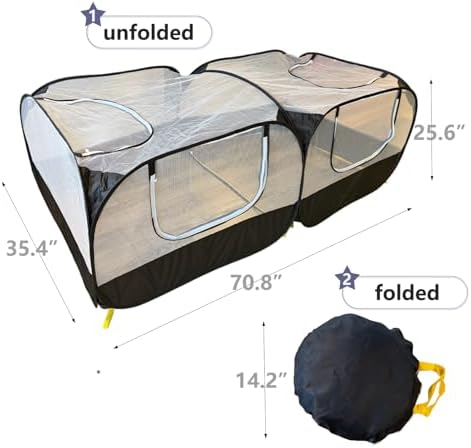 Small Animals Playpen, Portable Chicken Run Coop Large Chick Brooder Pet Cage Tent with Zipper Doors, Breathable Mesh Walls, Foldable Pet Enclosure for Cat Puppy Kitten Rabbits Indoor Outdoor - Image 3