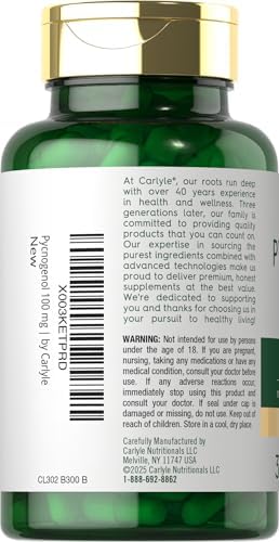 Carlyle French Maritime Pine Bark Extract bottle supplement facts label