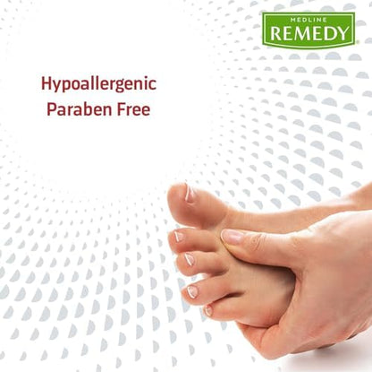 Imported Medline Remedy Phytoplex powder highlighting its hypoallergenic and paraben-free formula.