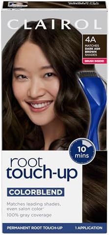 Clairol permanent root hair dye kit showing the precision brush and mixing bowl accessories.
