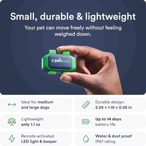 Side profile of Petloc8 tracking device showing slim design