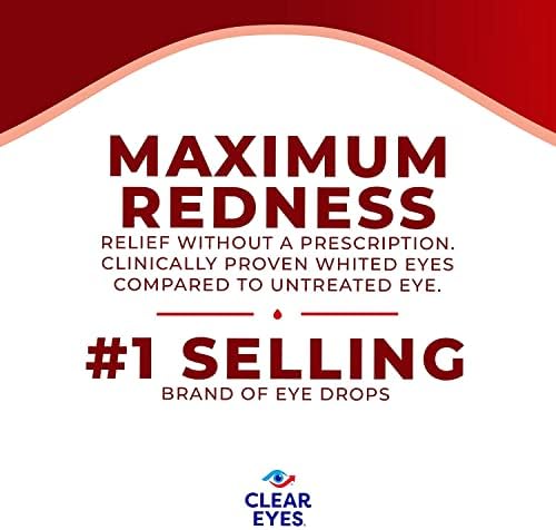Maximum strength redness reliever drops for twelve hour comfort.