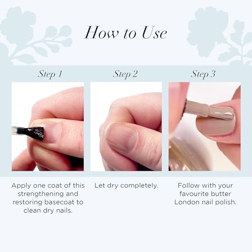 Clean beauty nail hardener and rescue basecoat for fragile fingernails by butter LONDON
