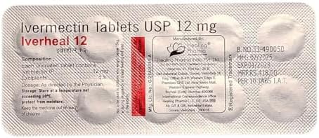 Iverheal Ivermectin 10 tablets packaging showing GMP facility certification.