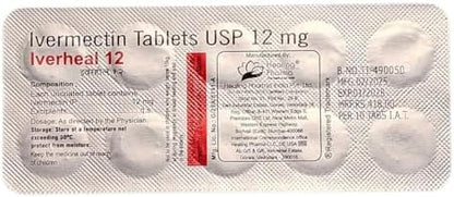 Iverheal Ivermectin 10 tablets packaging showing GMP facility certification.