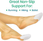 Foot gel protectors for blister prevention in athletic running shoes.