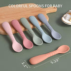 ME.FAN soft silicone baby spoons in six different Morandi colors for toddlers