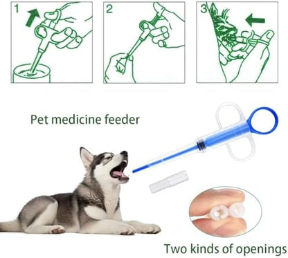 Soft split tip silicone head holding a pet tablet for safe feeding