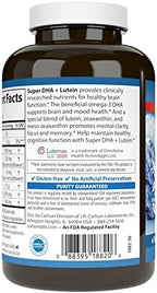 Carlson Super DHA Plus Lutein softgels supplement facts panel