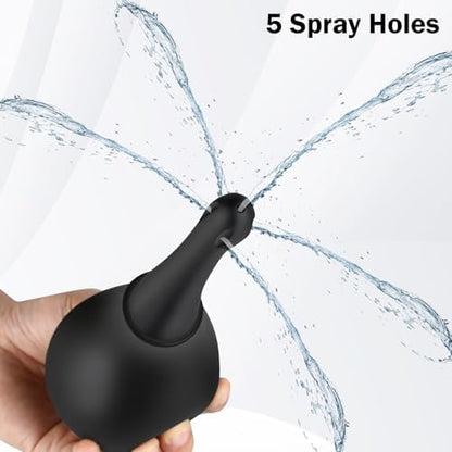 Detachable components of SewXew enema kit showing five hole spray nozzle