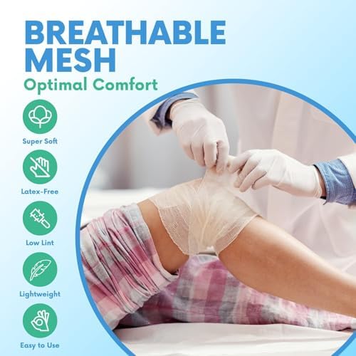 Close up view of a single 4 inch wide Healqu conforming stretch gauze bandage roll showing the soft woven fabric texture.