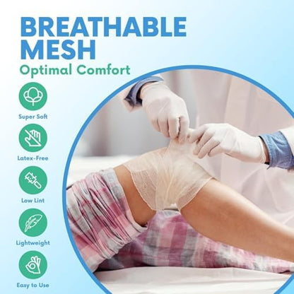 Close up view of a single 4 inch wide Healqu conforming stretch gauze bandage roll showing the soft woven fabric texture.