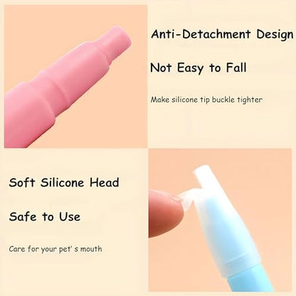 Close up view of the food grade silicone tips on the TAOZUA animal pill gun for puppies.