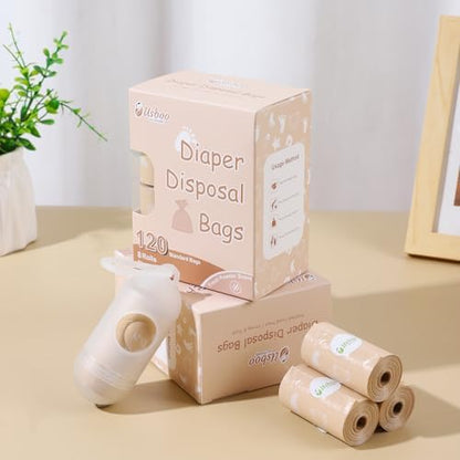 USBOO baby poop bags refill rolls showing eight pack quantity