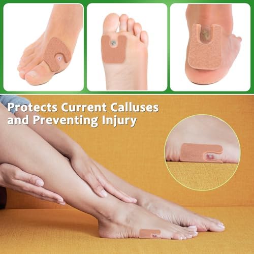 A cluster of thirty six pieces of skin colored foot protection cushions spread out evenly
