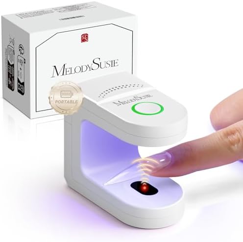 MelodySusie P-ART04G cordless mini UV nail lamp front view showcasing its compact white design.