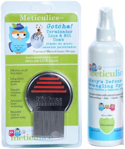 Minty's Defense and Detangling Spray bottle for natural head lice prevention.