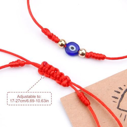 Model wearing Qoncosy evil eye bracelets on wrist