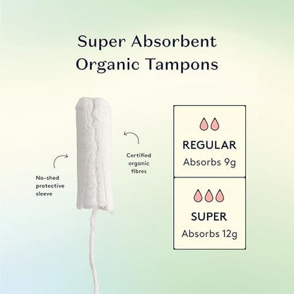Daye Super absorbency tampons 18 count for heavy period protection.