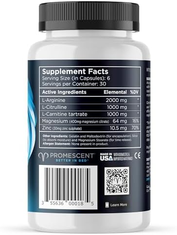 Promescent VitaFLUX supplement label showing L-Arginine ingredients