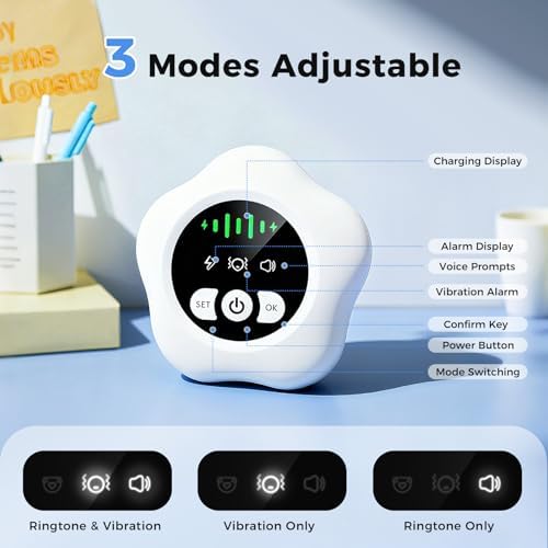 Prabensei rechargeable bedwetting alarm receiver unit showing three working modes control interface