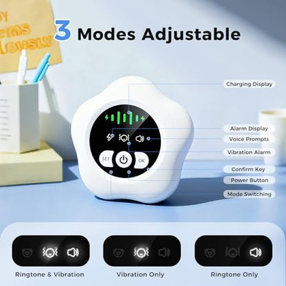 Prabensei rechargeable bedwetting alarm receiver unit showing three working modes control interface