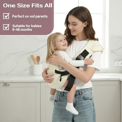 Ergonomic toddler sling carrier fully extended showing back support construction