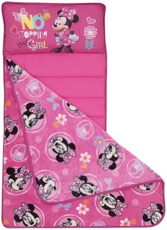 NoJo Disney preschool sleeping solution showing the built in microfiber pillow and personalization label