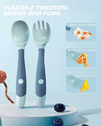 Side view of the soft silicone baby forks showcasing the premium non-toxic texture