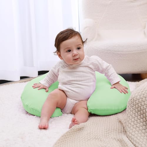 Queness ergonomic feeding pillow showing waist fit