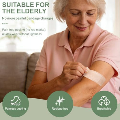 Painless removal silicone dressings pack illustration detailing the non stick central pad for fragile skin protection.