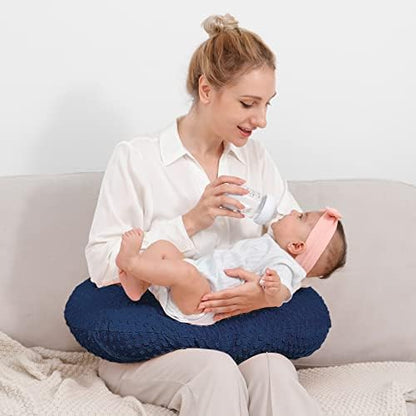 Soft minky fabric nursing pillow cover applied to U-shaped cushion