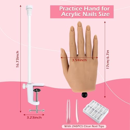 LIONVISON Practice Hand for Acrylic Nails, Silicone Nail Hand Practice, Flexible Fingers Fake Training Hand False Mannequin Hands for Nail Practice, Hand Model Kit for Nail Supplies Manicure Beginners - Image 2