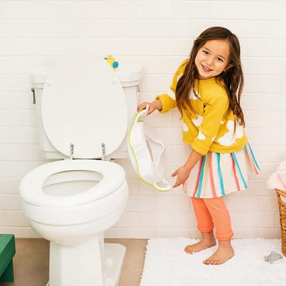Munchkin child toilet adapter showing built in standing storage feet