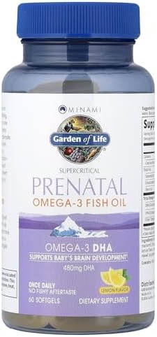 Back label of Garden of Life Minami Prenatal fish oil showing supplement facts and ingredients